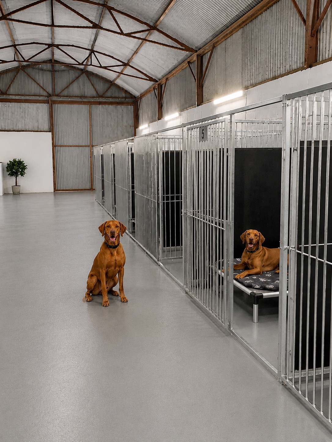 Dog kennels Rathangan - Bright and immaculate indoor corridor